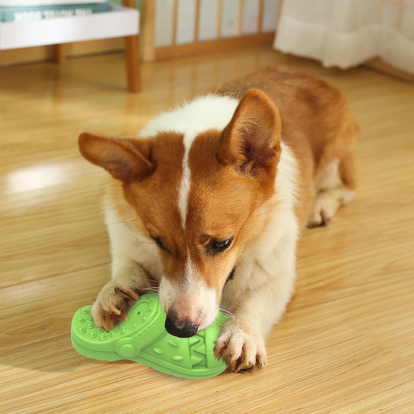 Squeaky Dog Toy Large Dog Chew Toys for Aggressive Chewers Rubber Dog Shoes Shape Toothbrush Toys