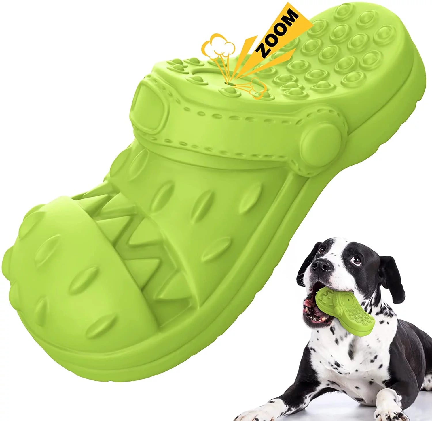 Squeaky Dog Toy Large Dog Chew Toys for Aggressive Chewers Rubber Dog Shoes Shape Toothbrush Toys